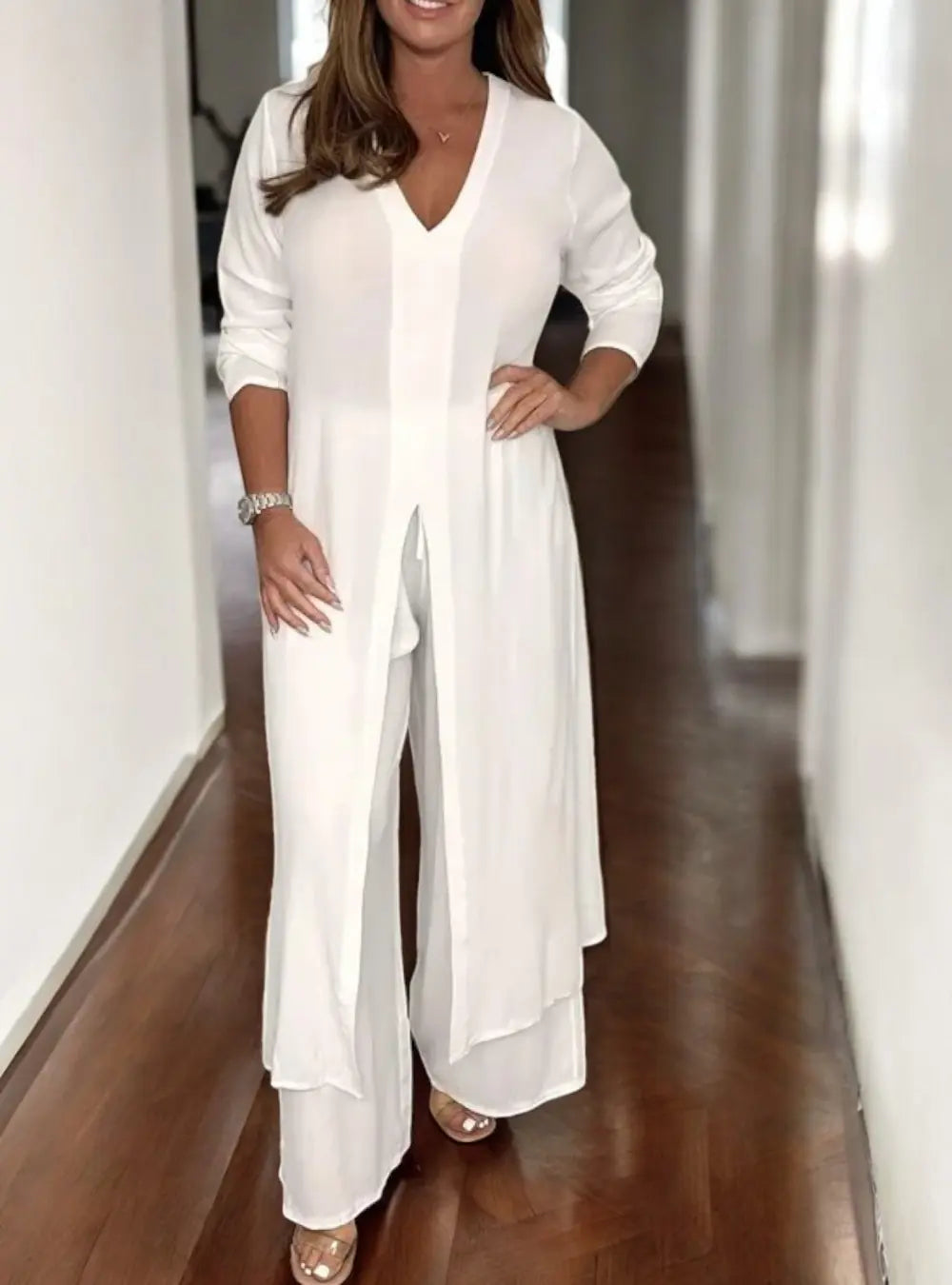 Alison 2 Delige Vestjurkenset VIQA© NEDERLANDWit-2XL