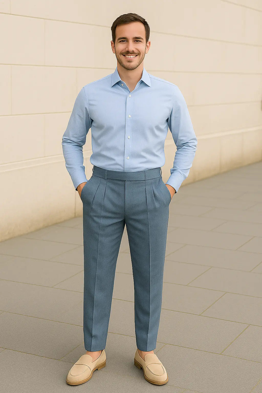 Heren Pantalon, Hooggetailleerde Rechte Broek, Zakelijke Stijl Met Riem | VIQA VIQA© NEDERLAND