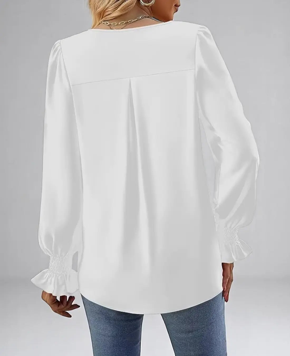 Kristina Dames Zomer V-Hals Blouse Met Lange Mouwen VIQA© NEDERLAND