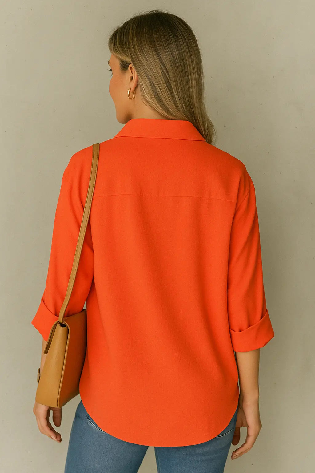 Lynnette Dames Oranje Blouse Met Lange Mouwen VIQA© NEDERLAND