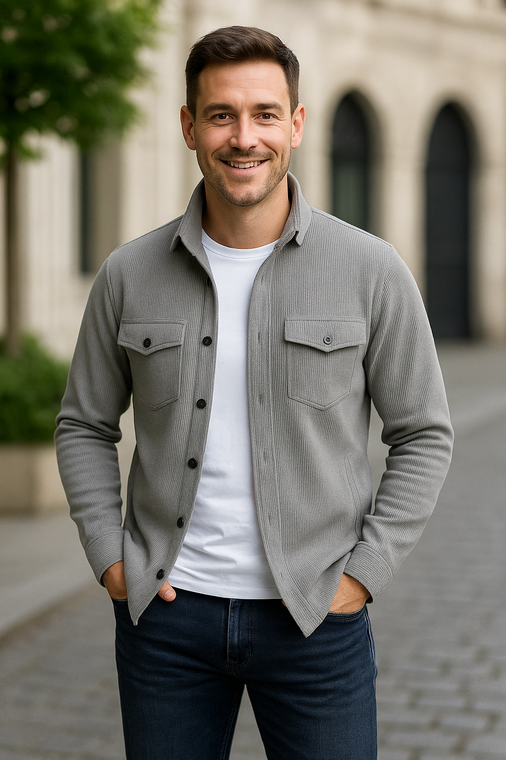 Heren Corduroy Jas, Staande Kraag Knoop-Op Casual Herfst Dagelijkse Effen Kleur Jas | VIQA VIQA© NEDERLAND