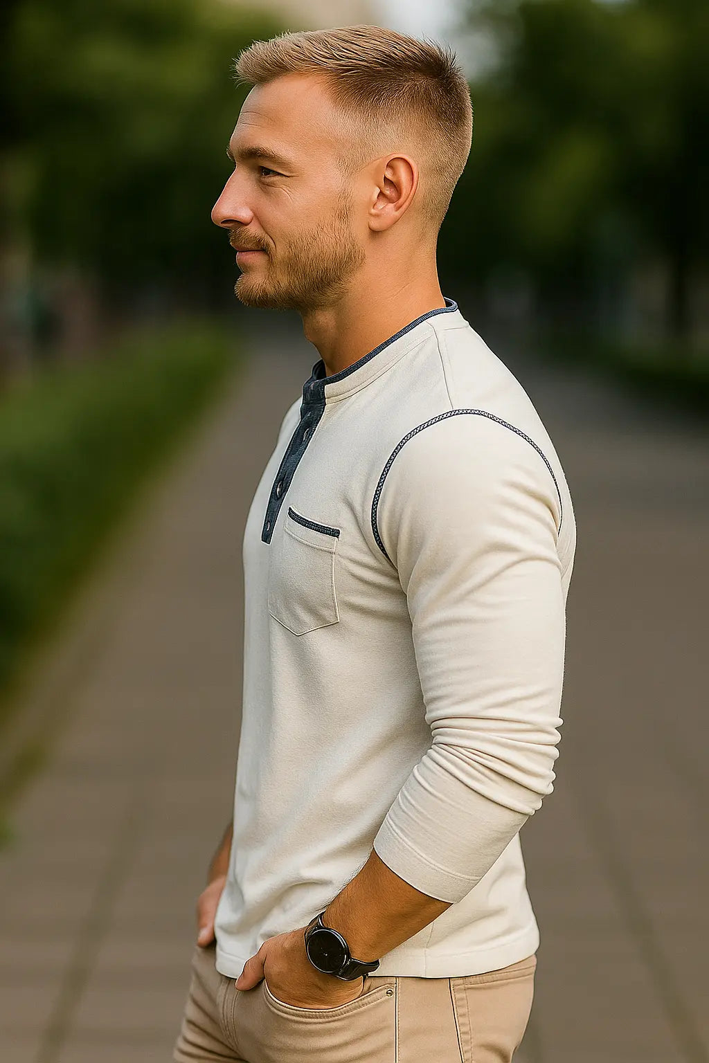 Heren Henley Shirt Met Lange Mouw, Katoenen Pullover T-shirt Met Zak, Casual Top | VIQA VIQA© NEDERLAND