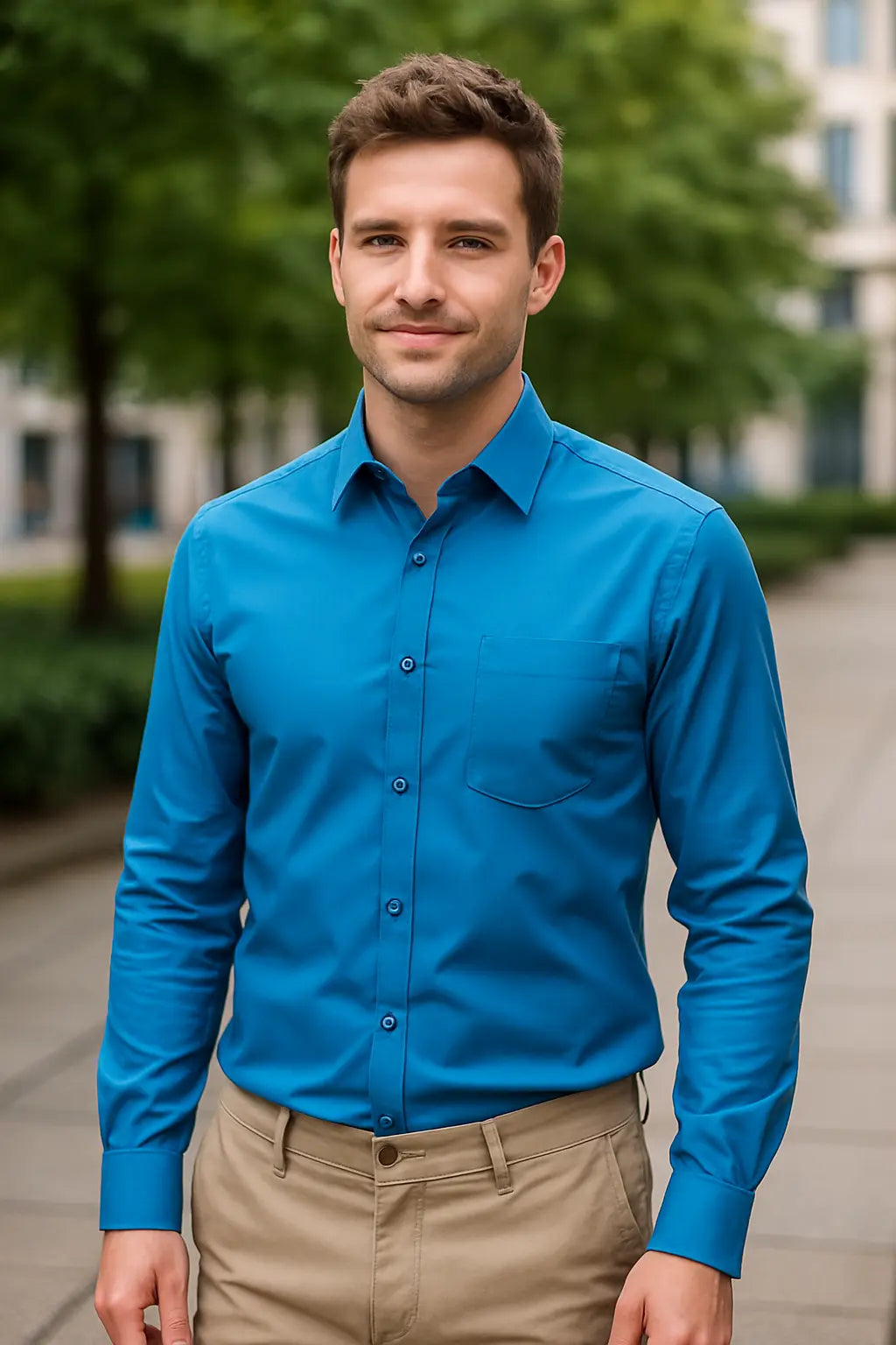 Heren Zomer Overhemd, Slanke Lange Mouwen Formele Zakelijke Casual, Effen Kleur Strijkvrij | VIQA VIQA© NEDERLAND