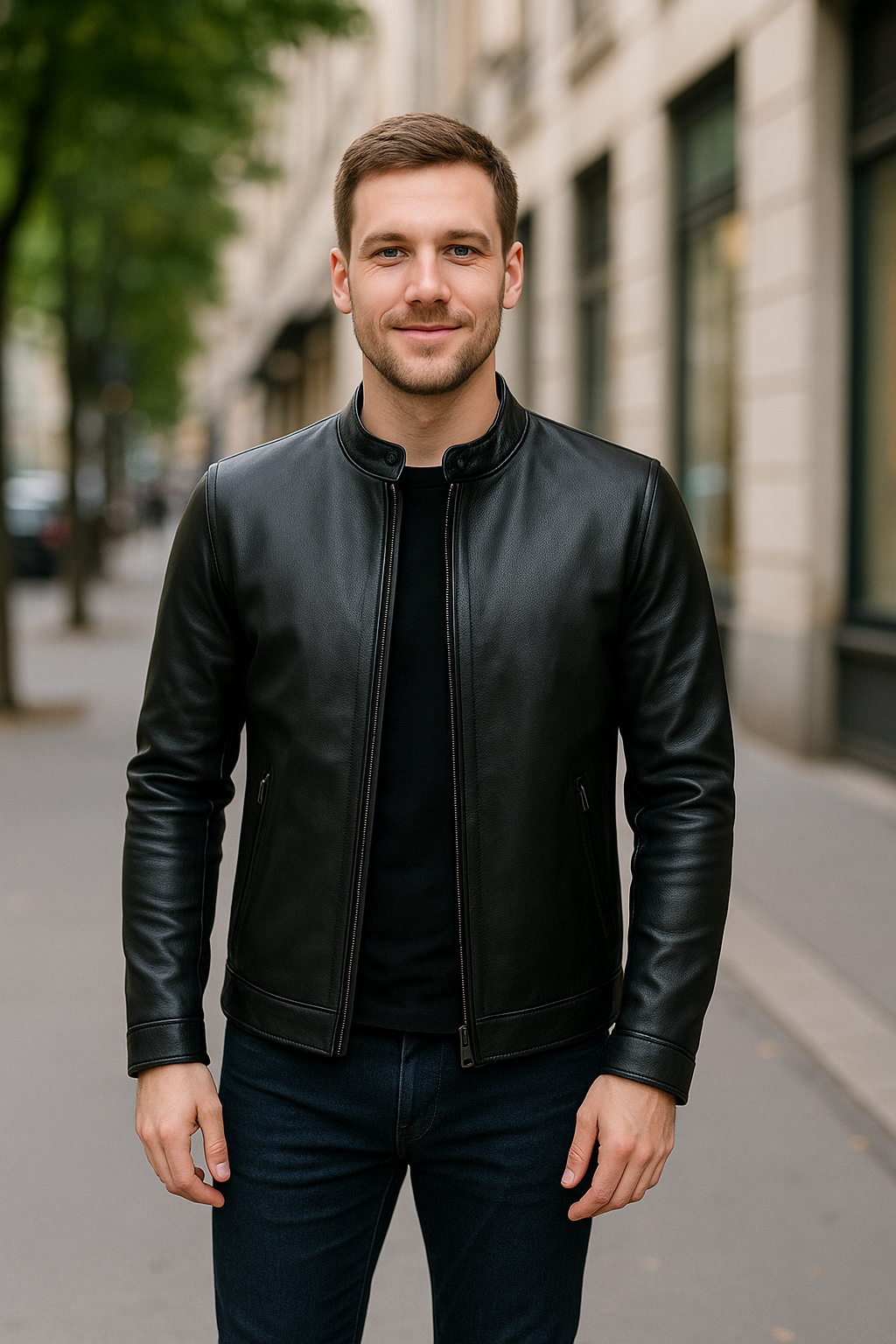 Leren Jas Voor Heren, Echte Schapenvacht Rundleren Jas, Klassieke Herfst En Winter Bikerstijl | VIQA VIQA© NEDERLAND