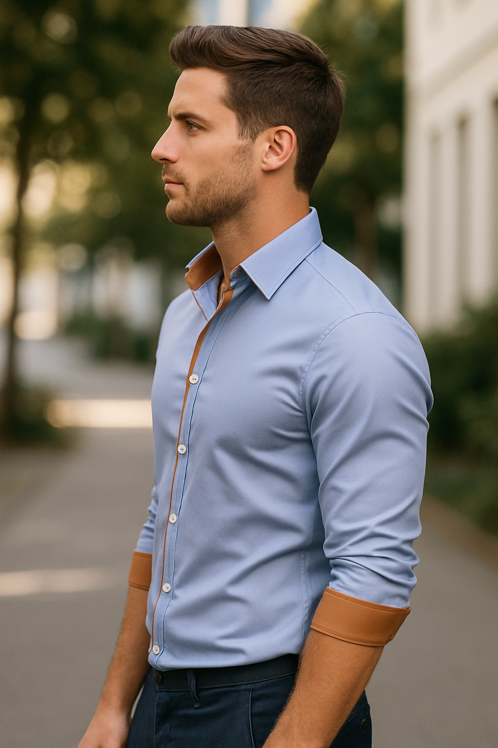 Herenoverhemd Met Knopen, Slim Pasvorm, Lange Mouwen, Casual, Bedrukt, Effen Kleur | VIQA VIQA© NEDERLAND
