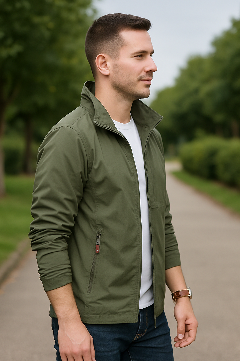 Heren Windjack, Lchtgewicht Lange Jas Met Flip Kraag En Zakken | VIQA VIQA© NEDERLAND