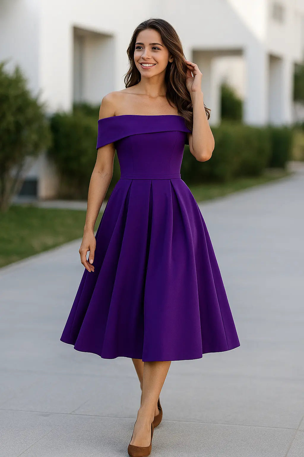 Dames Off-Shouder Satijn Gala Jurk, Maxi Jurk Met Zakken En Kant Op De Rug | VIQA VIQA© NEDERLAND