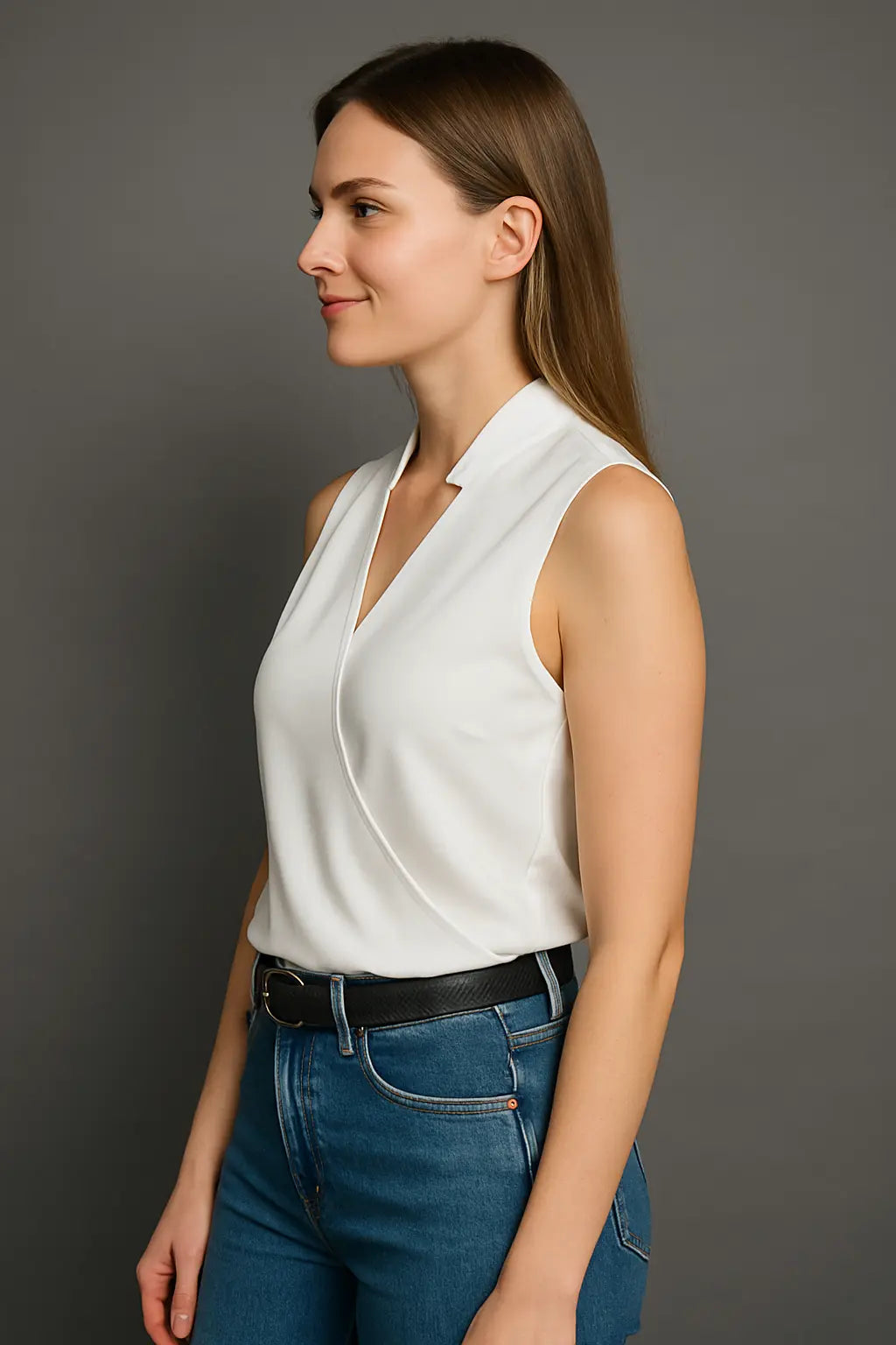 Beth Dames Zomer Comfort Mouwloze Blouse Met V-Hals VIQA© NEDERLAND