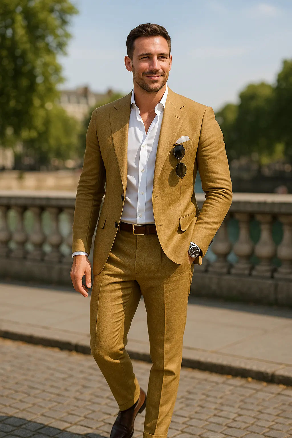 Linnen Herenset, Zomerdelige Tweedelige Blazer En broek, Casual Zakelijk Enkelknoops Kostuum | VIQA VIQA© NEDERLAND