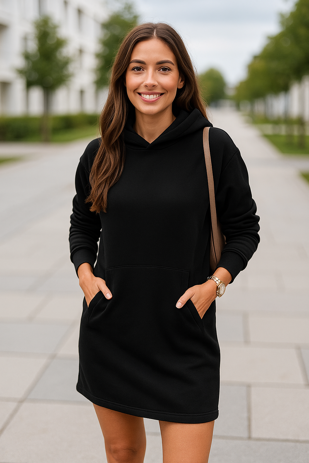 Dames Hoodie Jurk, Lange Mouw Hoge Taille Capuchon Sweatshirt, Herfst Winter Casual Mini | VIQA VIQA© NEDERLAND