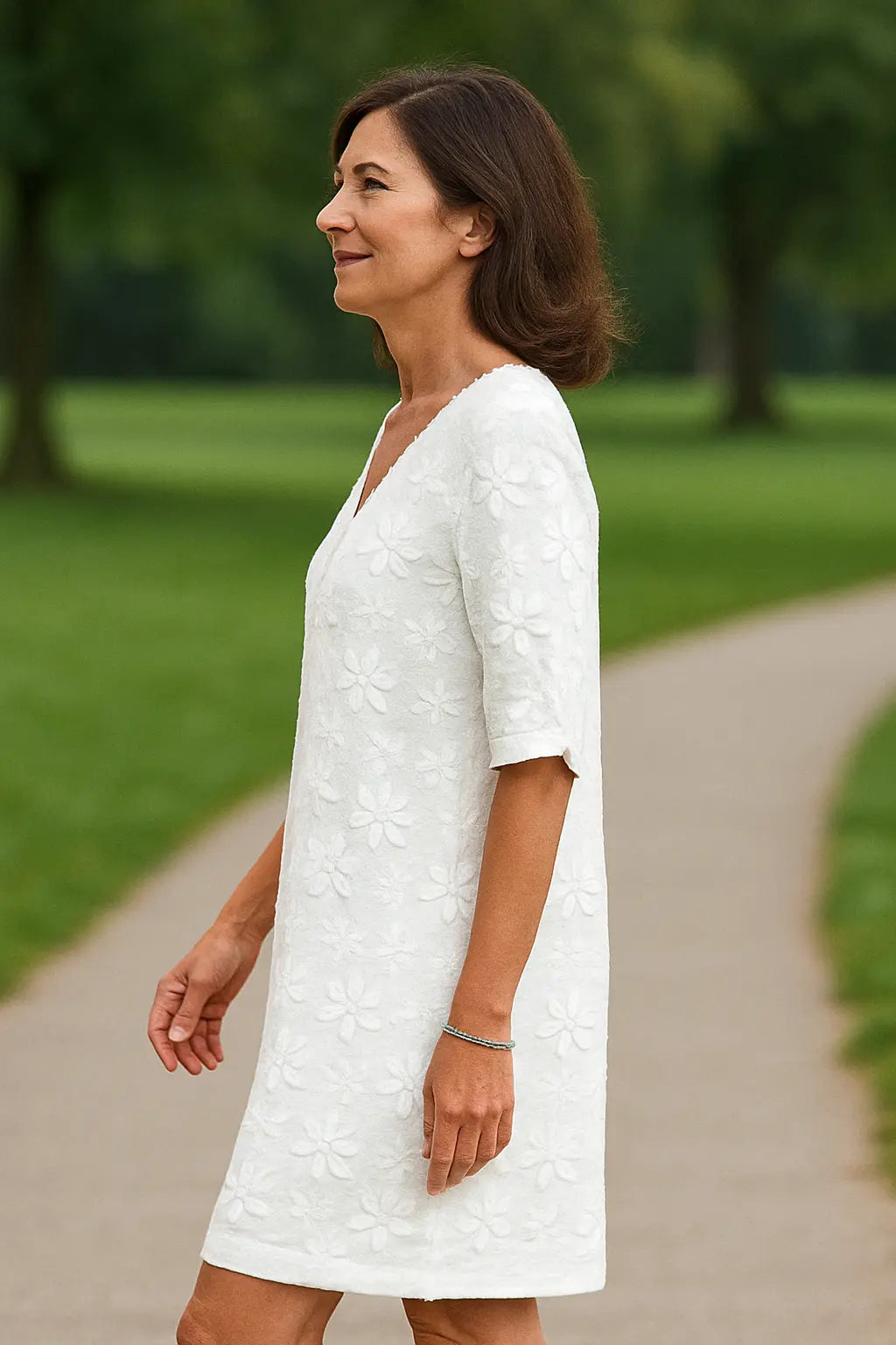 Dames Zomerjurk, Geborduurde Midi Met V-Hals En Halve Mouwen, Casual Losse Pasvorm Trui | VIQA VIQA© NEDERLAND