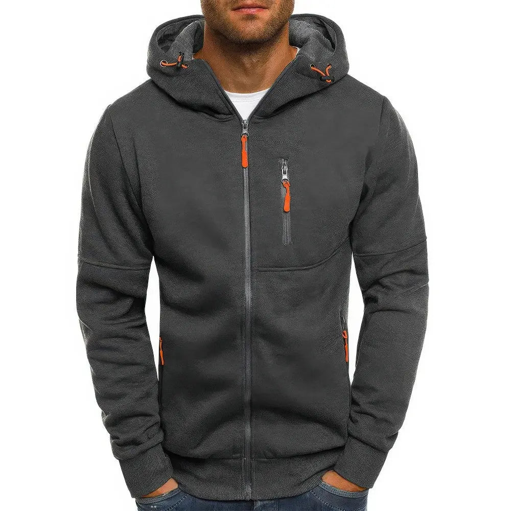Comfortabel Heren Vest Hoodie Met Rits VIQA© NEDERLANDGrijs-3XL