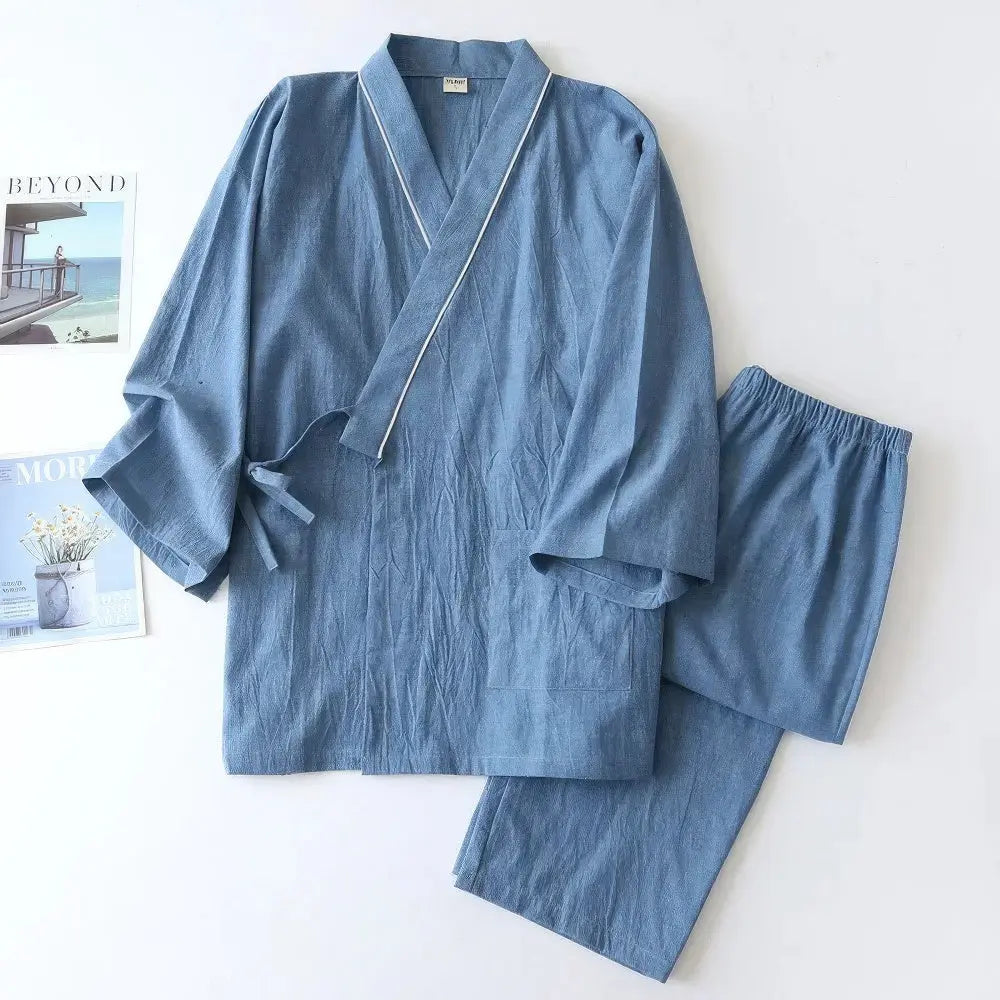 Tweedelige Pyjama Met Japanse Kimono Voor Heren VIQA© NEDERLANDBlauw-L