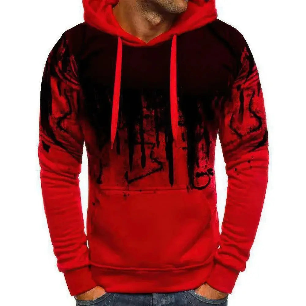 Pullover Hooded Sweatshirt Met Kleurverloopprint Voor Heren VIQA© NEDERLANDRood-3XL