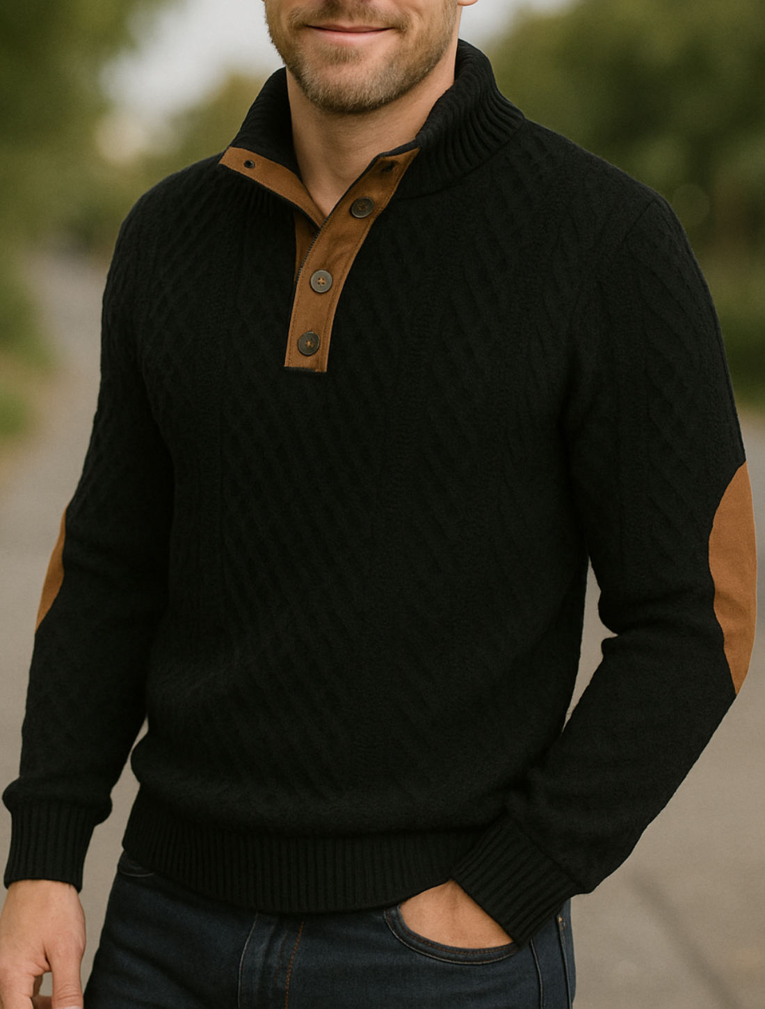 Gebreide Heren Trui Met Lange Mouwen En Staande Kraag, Casual Zakelijke Pullover | VIQA VIQA© NEDERLAND