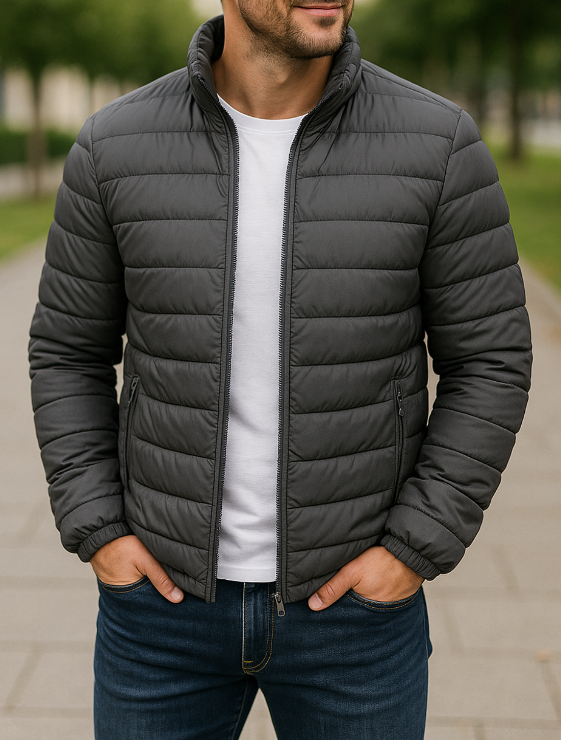 Dikke Gewatteerde Donsjas Voor Heren, Warme Winterjas Met Staande Kraag En Windjack | VIQA VIQA© NEDERLAND