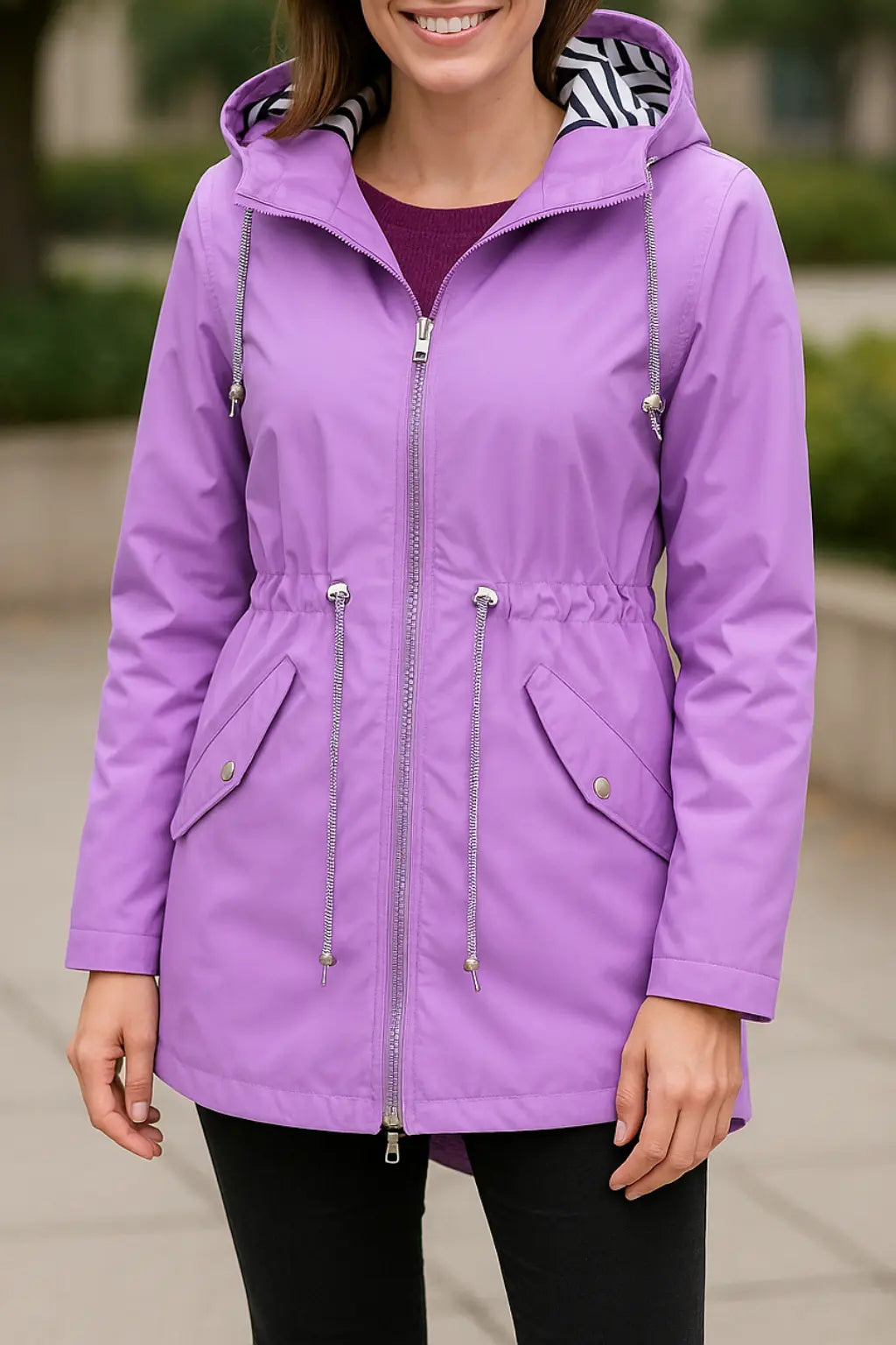 Waterdichte Regenjas Voor Dames, Lichtgewicht Trenchcoat Met Capuchon, Casual Outdoor Jas Voor Wandelingen | VIQA VIQA© NEDERLANDPaars / 2XL