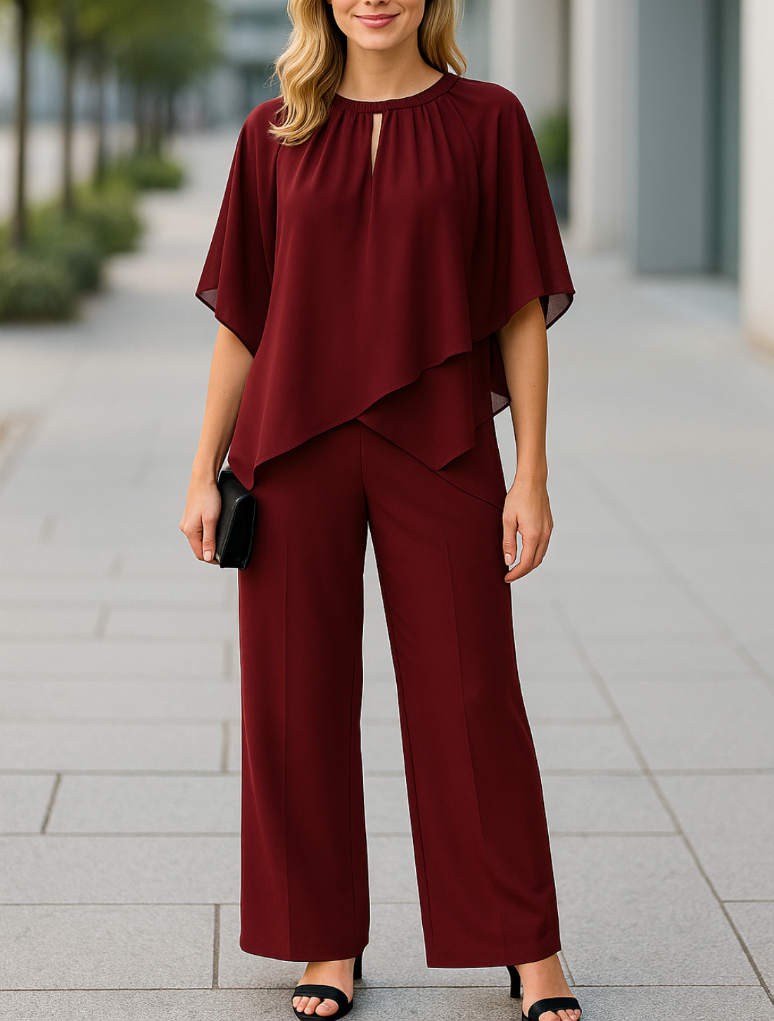 Dames Twee Stuk Outfit, Effen Kleur Los Batwing Shirt met Casual Onregelmatige Pasvorm Pak | VIQA VIQA© NEDERLAND