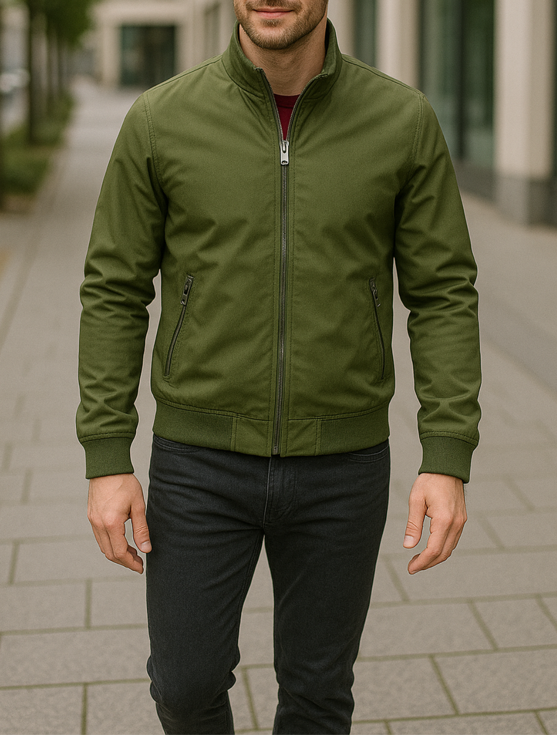 Heren Winterjas, Effen Kleur Casual Staande Kraag Bomber, Herfst Slim Fit Bovenkleding | VIQA VIQA© NEDERLAND