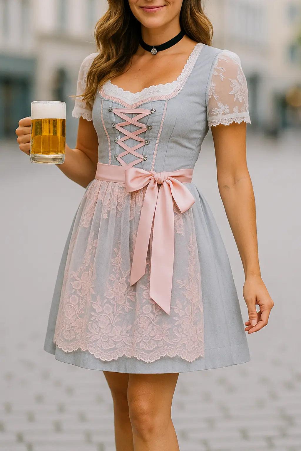 Dames Bierfest-Jurk, Bedrukte Korte Mouwen Feestoutfit, Podiumkleding Zomerse Mini-Jurk | VIQA VIQA© NEDERLANDBlauw / 2XL