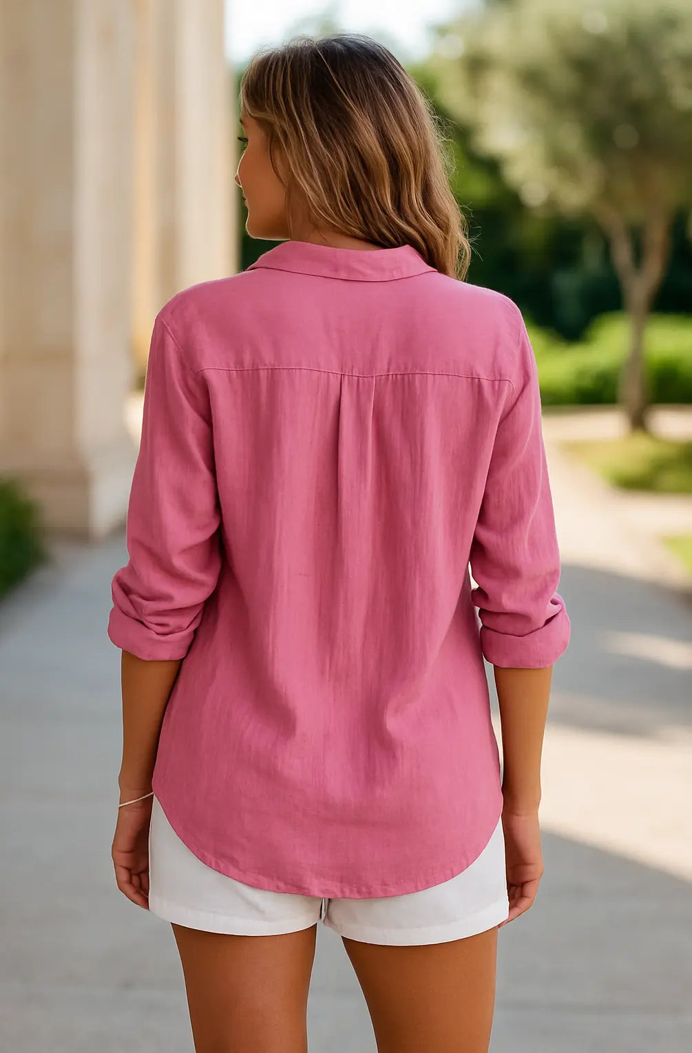 Katoenen Dames Blouse, Vrijetijdskleding Lange Mouwen Shirt, Effen Gekleurde Kraag Top | VIQA VIQA© NEDERLAND