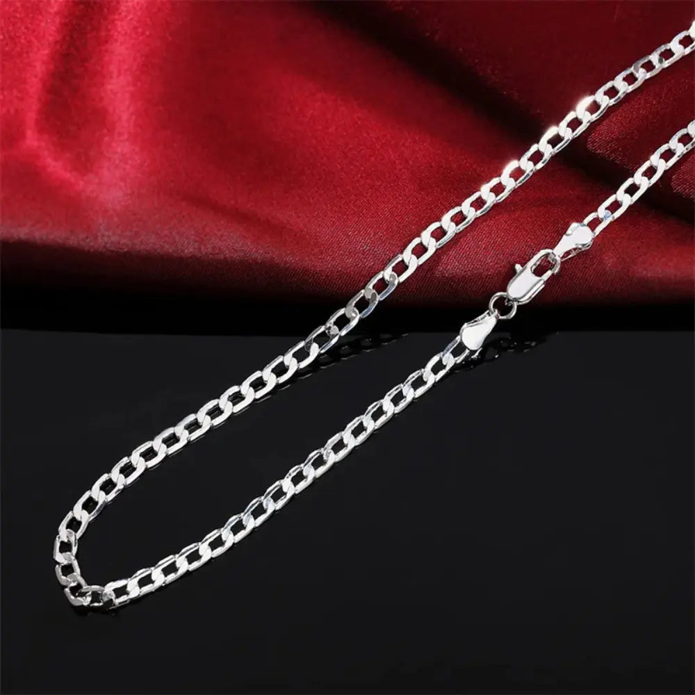 925 Sterling Zilveren 4MM Platte Ketting Voor Heren VIQA© NEDERLAND