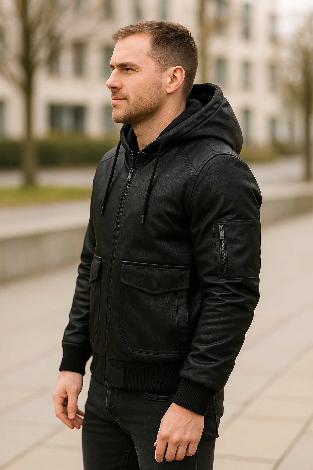 Heren Leren Motorjas, Klassieke Bikerstijl, Hoogwaardige Kunstleren Lentejas | VIQA VIQA© NEDERLAND