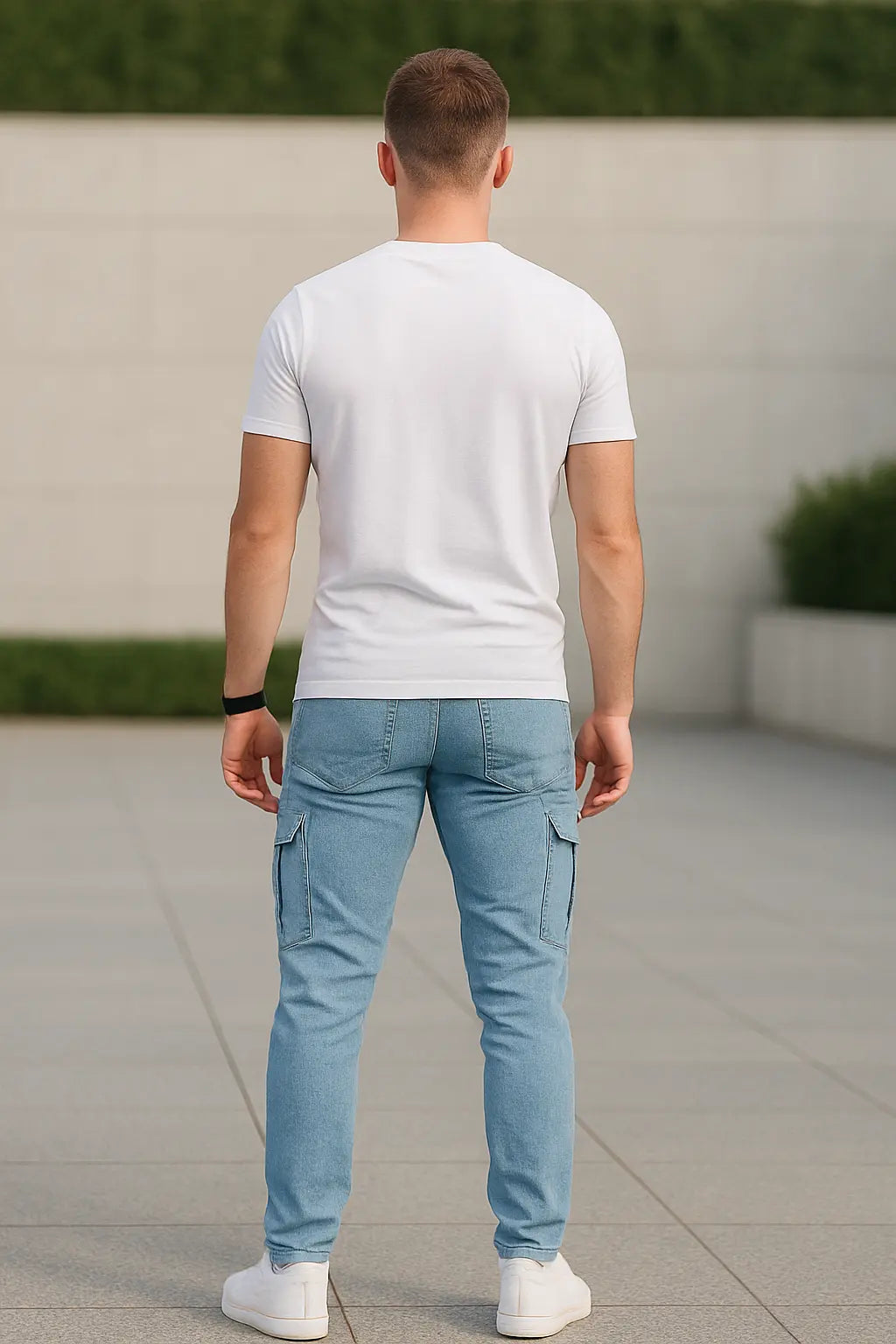 Heren Denim Cargo Jeans, Slim Fit Elastische Midden Taille Meerdere Zakken Casual Streetwear Broek | VIQA VIQA© NEDERLAND