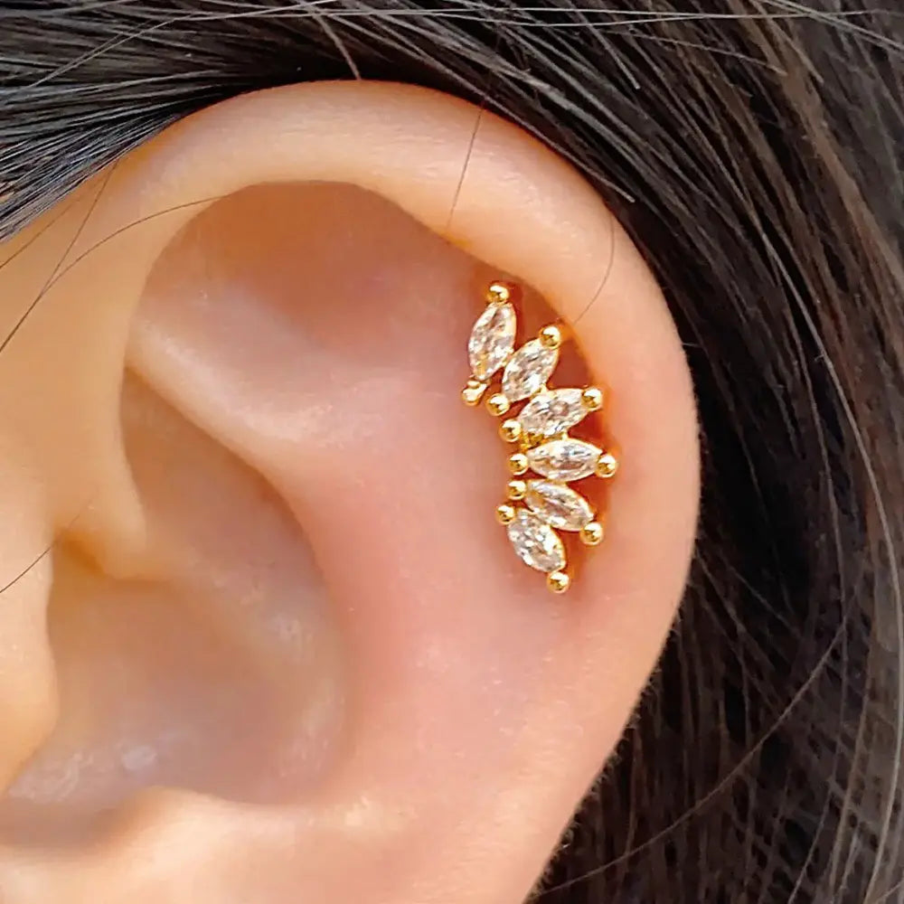 Blad Tragus Helix 925 Zilver Oorbellen Voor Dames VIQA© NEDERLANDBlad-Goud