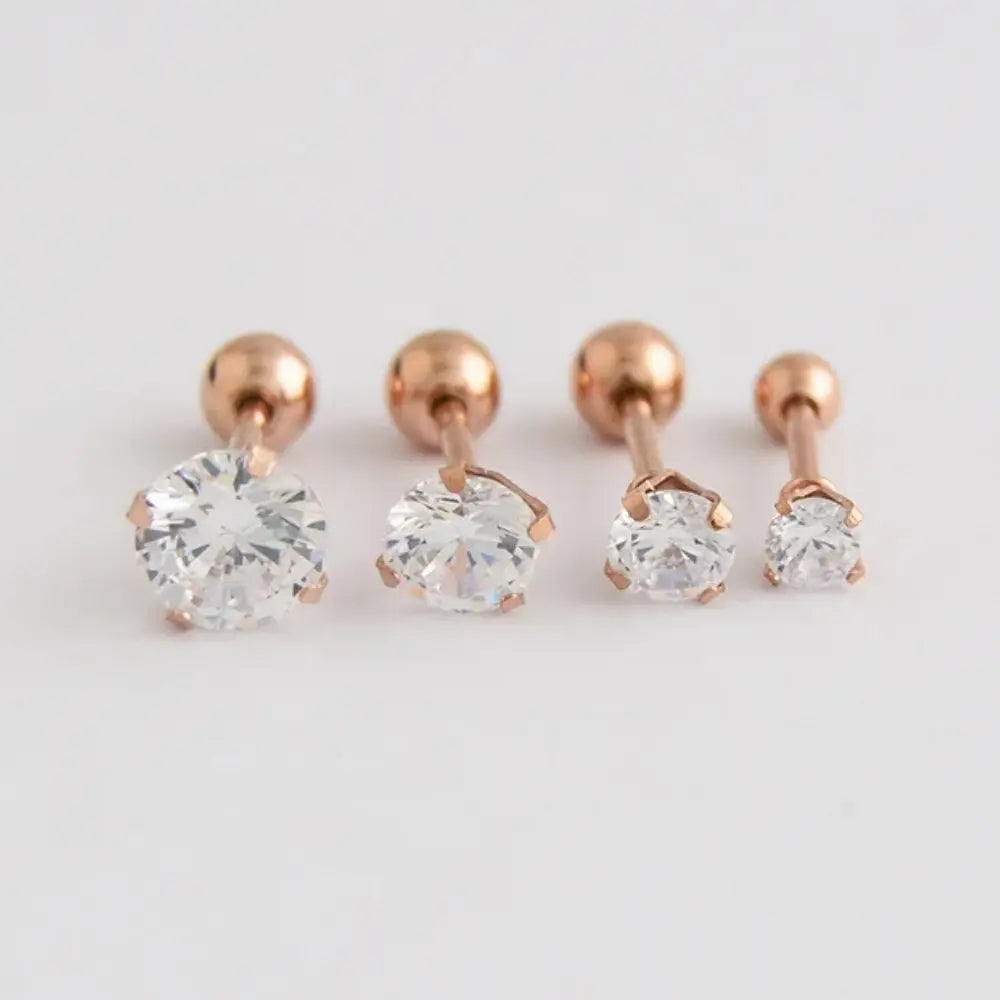 Unisex Zirkoon Roestvrij Staal 4 Prong Oorbellen VIQA© NEDERLAND