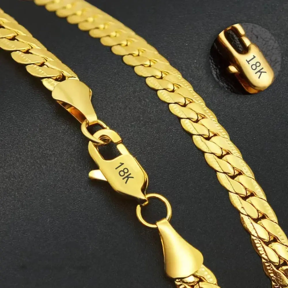 Unisex Echt 925 Sterling Zilver 5MM 18K Vergulde Halsketting VIQA© NEDERLAND