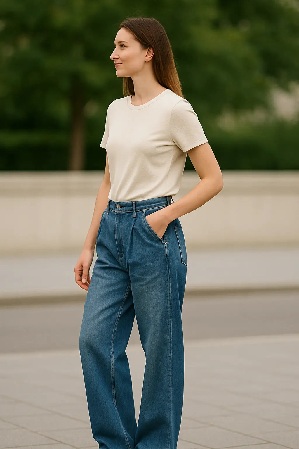 Dames Jeans Met Hoge Taille En Wijde Pijpen, Retro Losse Pasvorm Broek Met Afslank Eigenschappen | VIQA VIQA© NEDERLAND