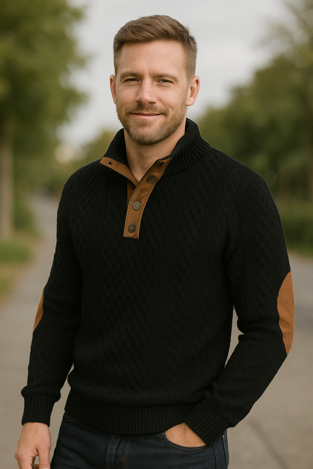 Gebreide Heren Trui Met Lange Mouwen En Staande Kraag, Casual Zakelijke Pullover | VIQA VIQA© NEDERLAND