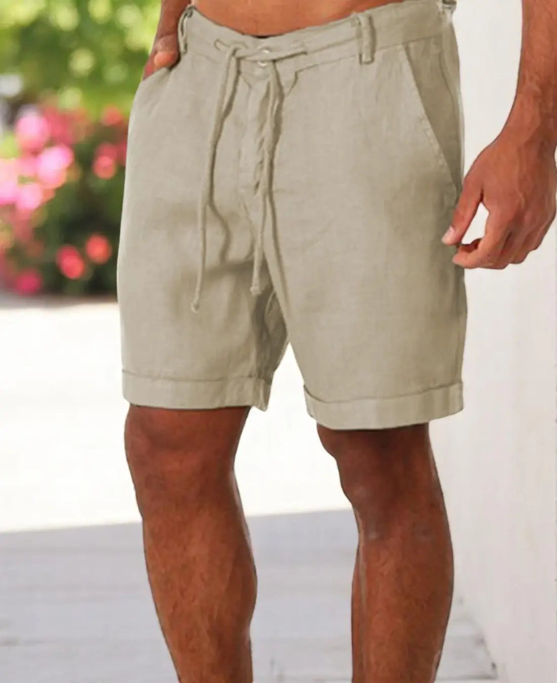 Heren Zomer Linnen Korte Broek, Lichtgewicht Ademende Shorts, Casual Slim Pasvorm | VIQA VIQA© NEDERLANDKaki-2XL