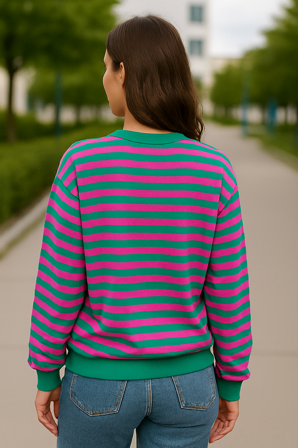 Gestreepte Trui Voor Dames, Losvallende Casual Zachte Ronde Hals Pullover Hoodie, Herfst En Winter Comfort | VIQA VIQA© NEDERLAND