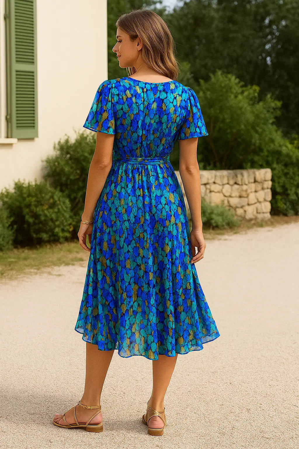 Dames Zomer Bloemen A-Lijn Jurk, Korte Mouwen Los Fit Lange Maxi Jurk Met Stippen | VIQA VIQA© NEDERLAND