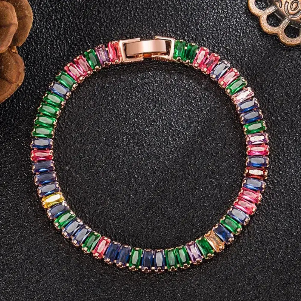 925 Sterling Zilveren Tennisarmband 18k Witgoud Verguld VIQA© NEDERLANDVeelkleurig