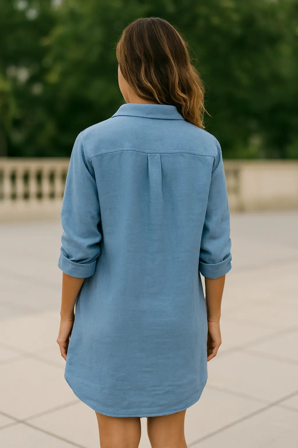 Dames Katoen Linnen Lange Overhemd Jurk, Multi-knoop Vest Top | VIQA VIQA© NEDERLAND