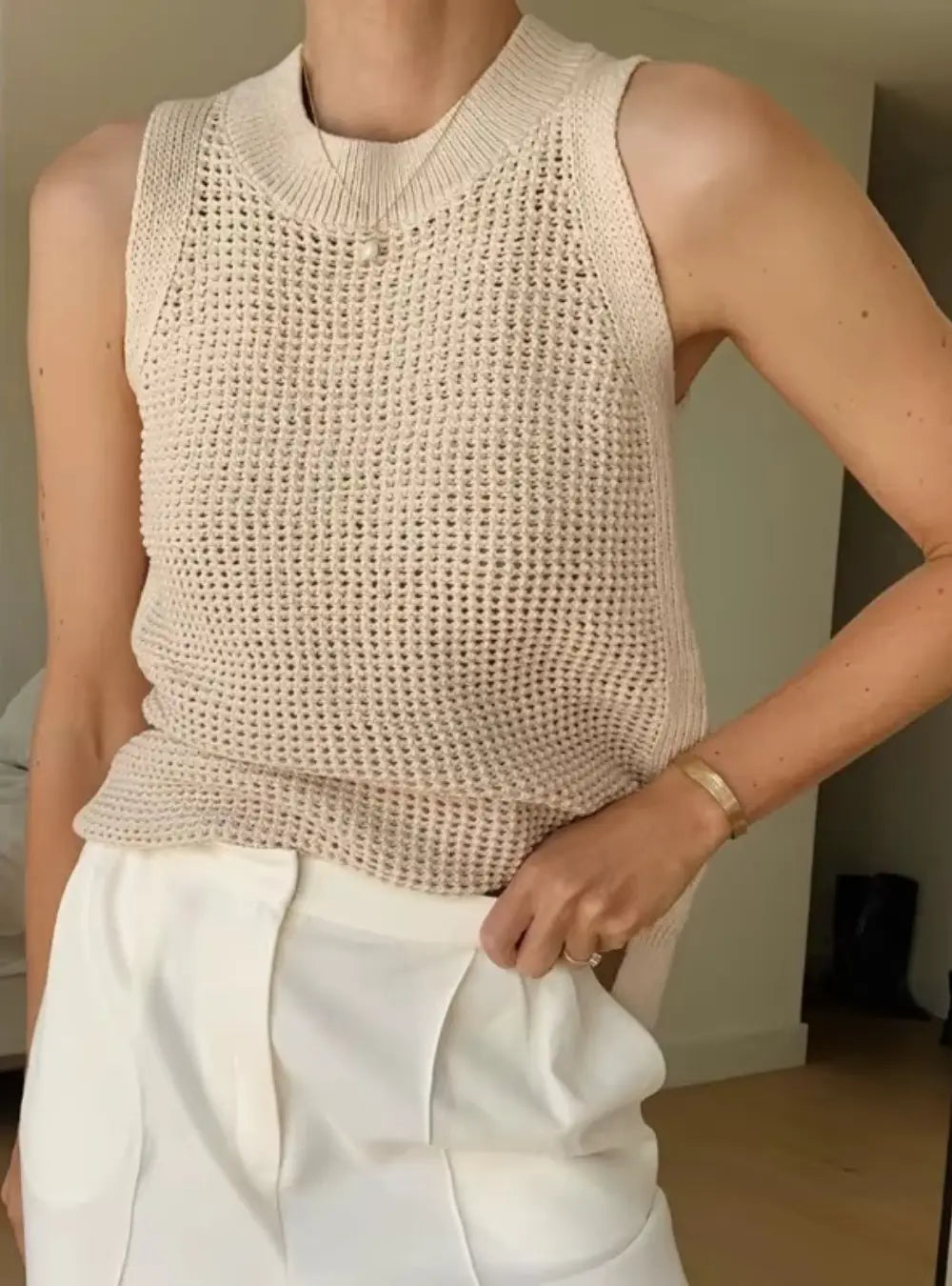 Lucie Zomer Gebreide Tanktop VIQA© NEDERLANDApricot-XL