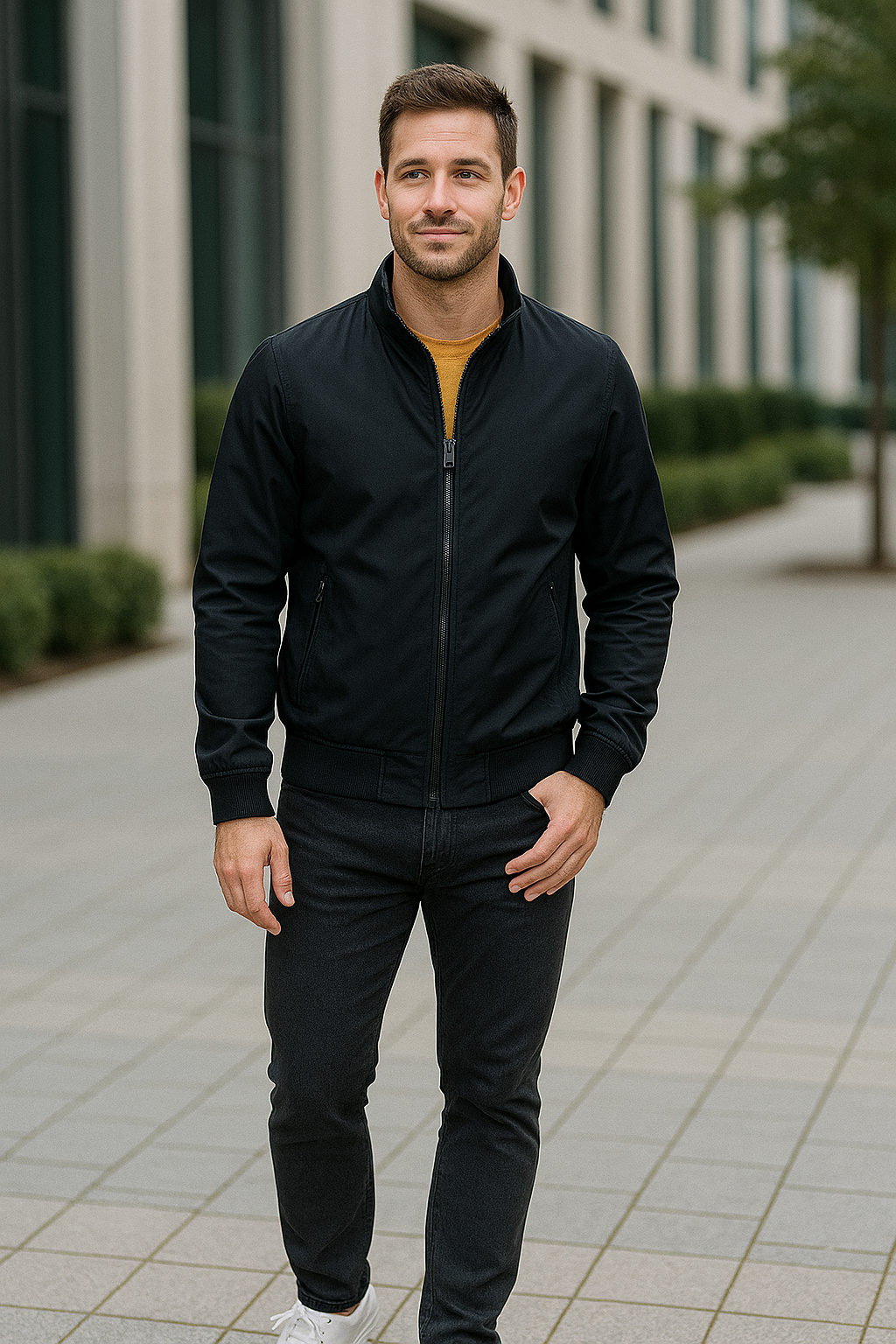 Bomberjack Voor Heren, Effen Slim Pasvorm Casual Bomberjack, Herfstjas Met Opstaande Kraag | VIQA VIQA© NEDERLAND