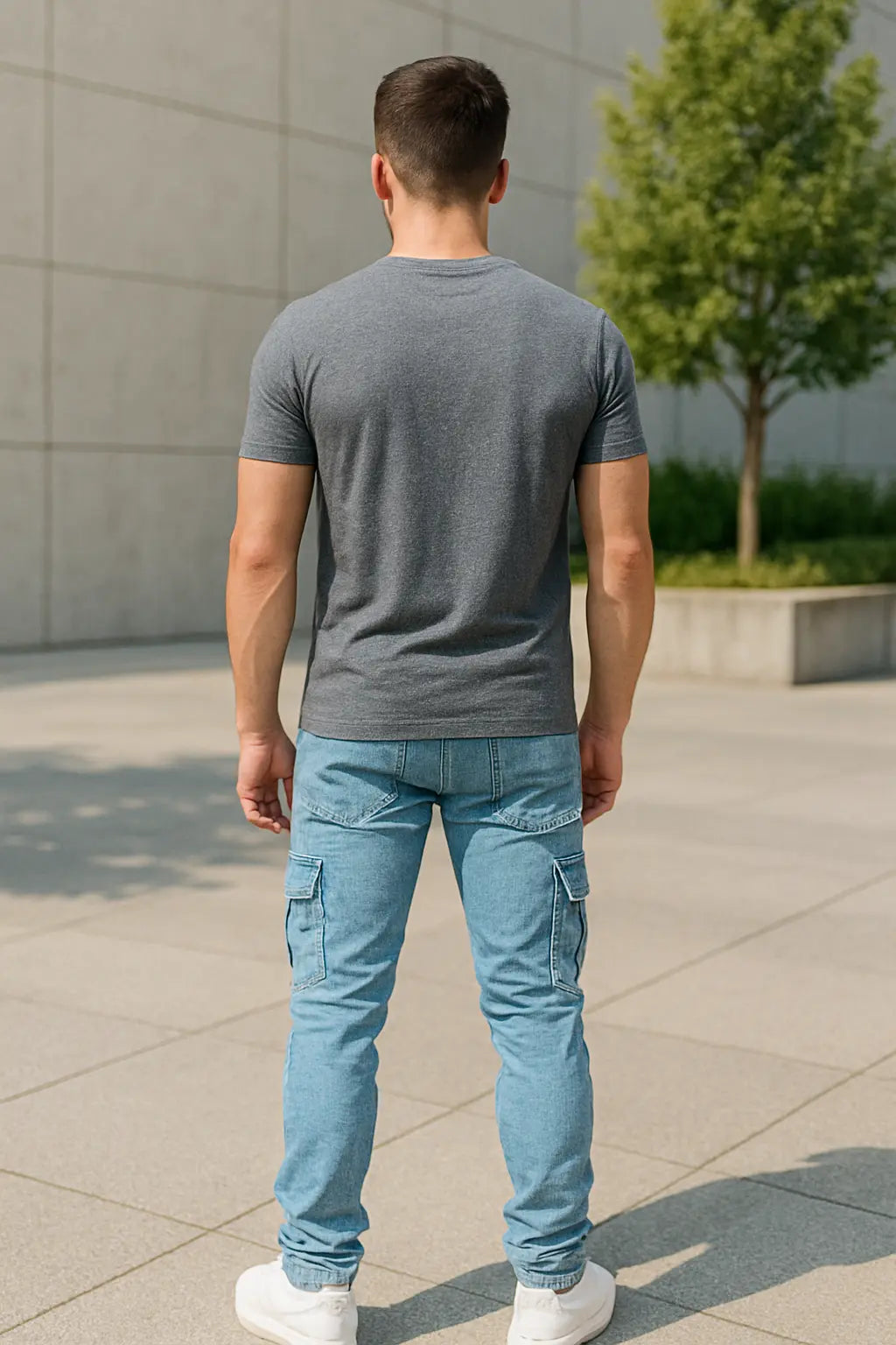 Heren Slim Fit Denim Cargo Broek, Stretch Skinny Jeans Met Zakken, Stijlvolle Casual Taps Toelopende Pasvorm | VIQA VIQA© NEDERLAND