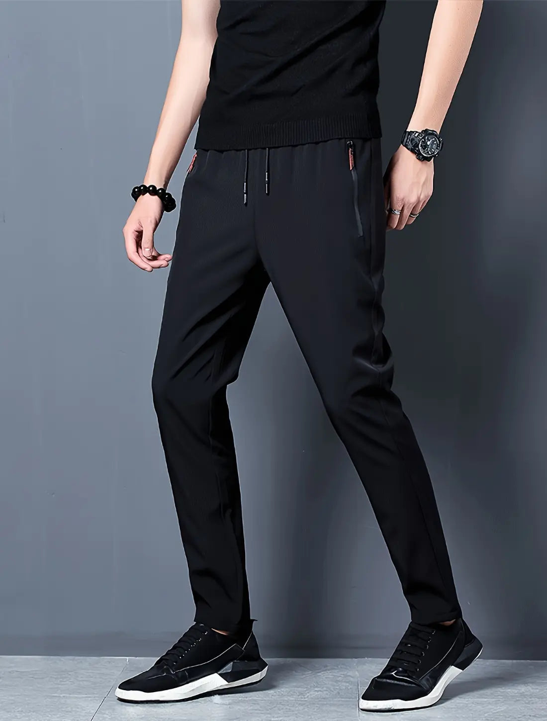 Heren Slim Fit Sportbroek, Lichtgewicht Casual Atletische Joggers, Stretch Trainingsbroek | VIQA VIQA© NEDERLANDZwart-2XL