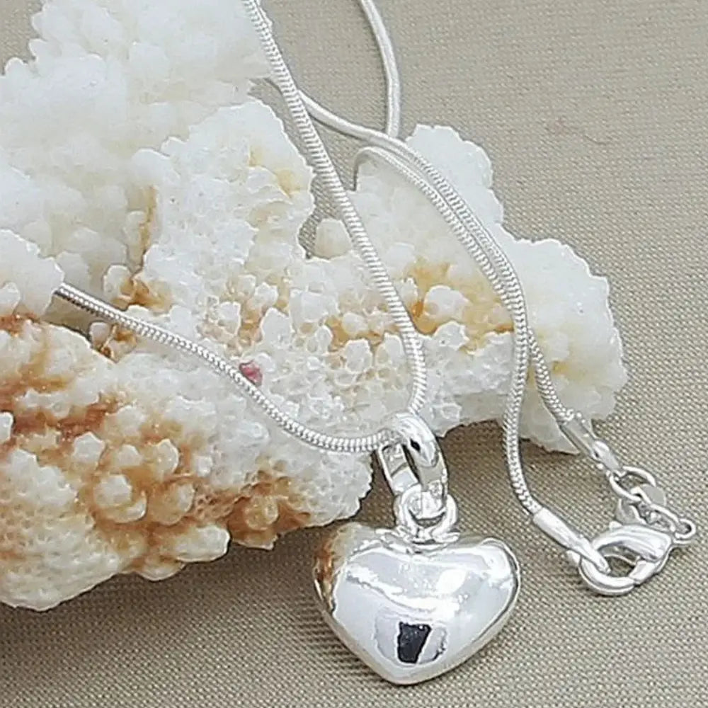 925 Sterling Zilveren Massief Hart Ketting Slangenketting Voor Dames VIQA© NEDERLAND75cm