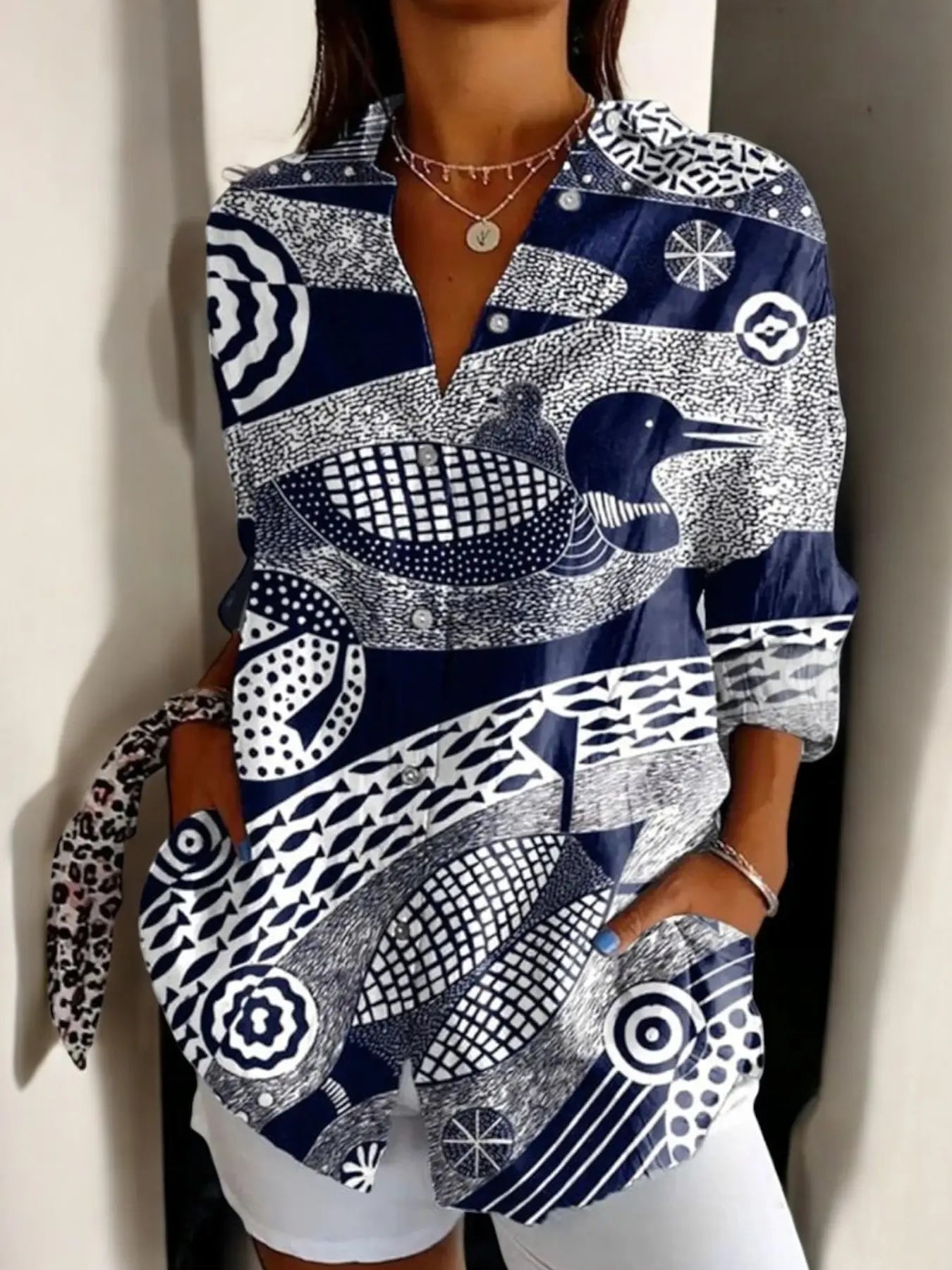 Debra Elegante Bloemenprint Blouse VIQA© NEDERLANDWit-2XL