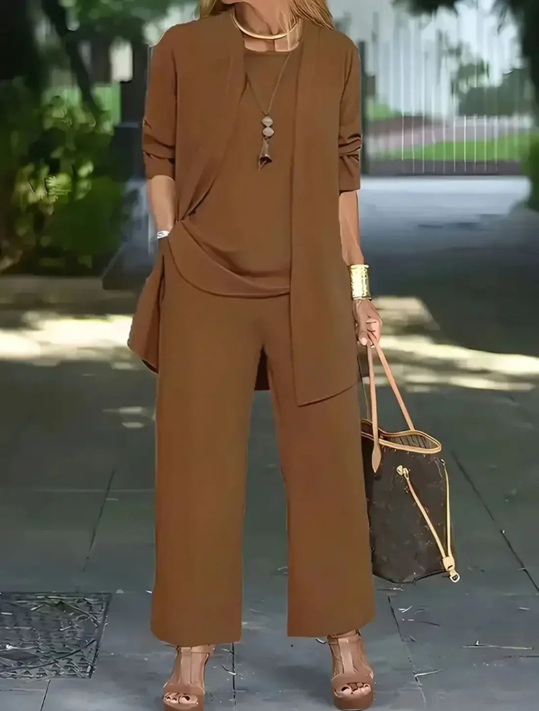 Dames Luxe Driedelige Jumpsuit VIQA© NEDERLANDBruin-2XL