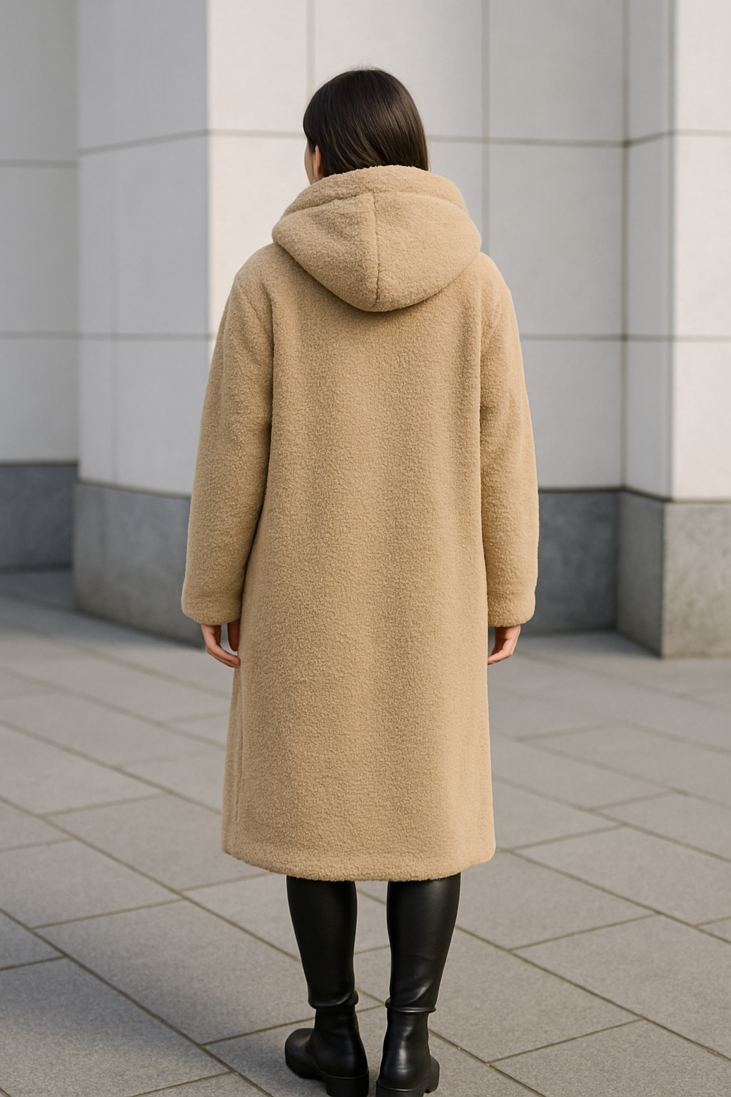 Dames Pluche Jas Met Capuchon, Lange Mouw Eenknoop Winter Warm Jas | VIQA VIQA© NEDERLAND