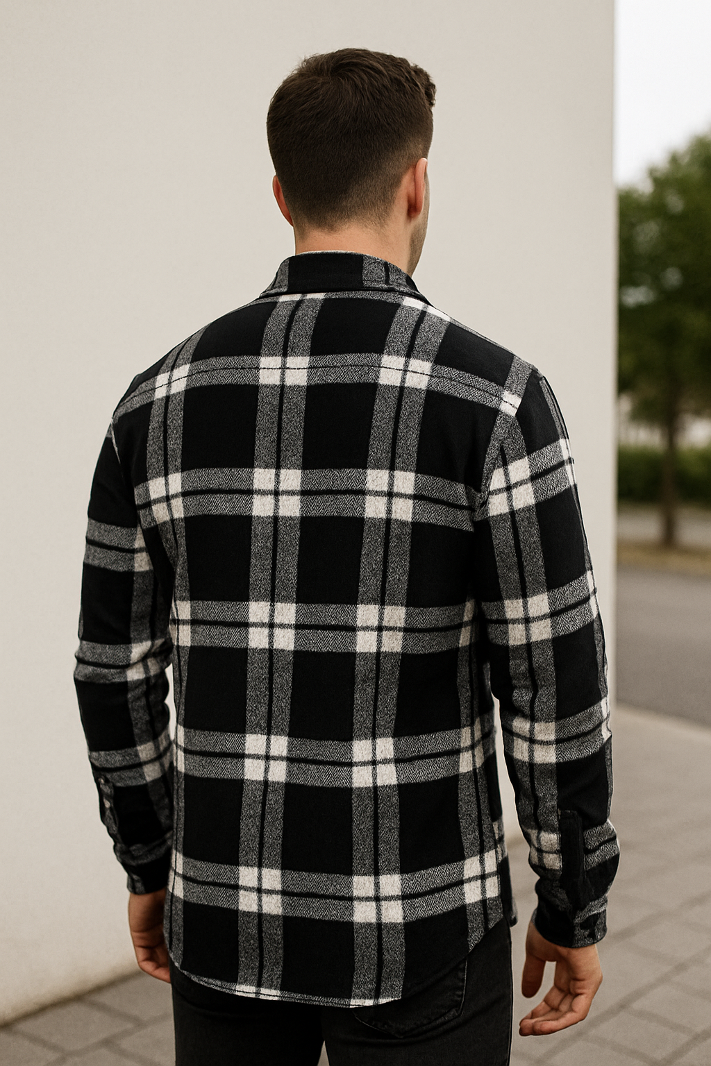 Heren Geruit Overhemd, Lange Mouwen Knoopsluiting Revers Top, Casual Lente Herfst Wit Geruit Blouse | VIQA VIQA© NEDERLAND