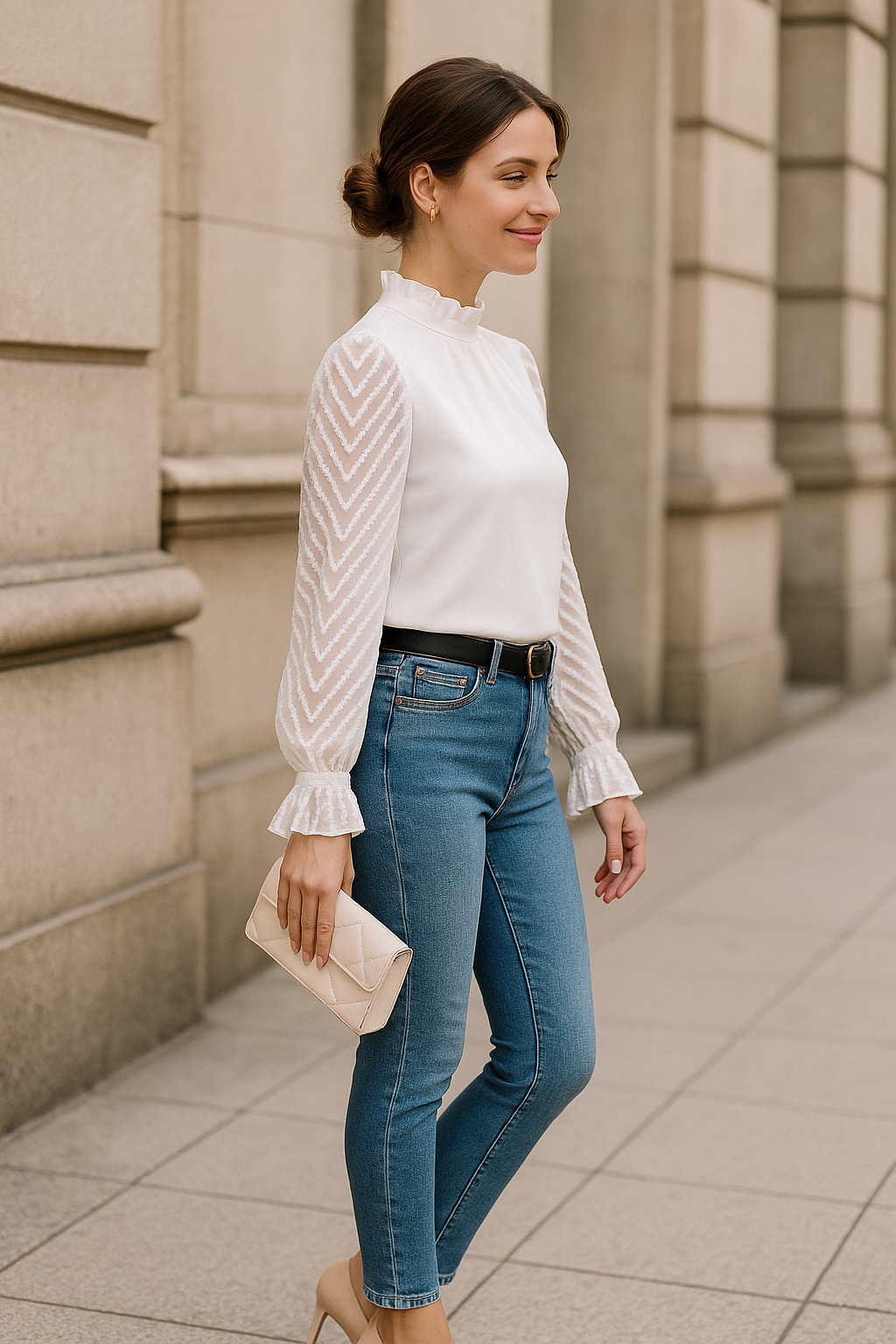 Dames Chiffon Blouse, Elegante Patchwork Golfpatroon Pullover Met Lange Mouwen Voor Op Kantoor | VIQA VIQA© NEDERLAND