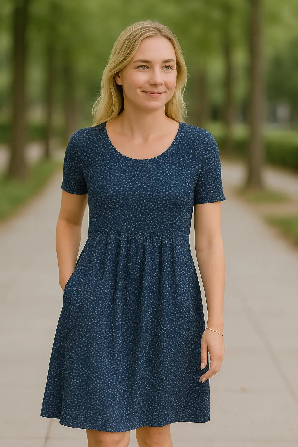 Dames Bloemen Midi Jurk, Zomer Ronde Hals Korte Mouwen Casuele Homewear | VIQA VIQA© NEDERLAND