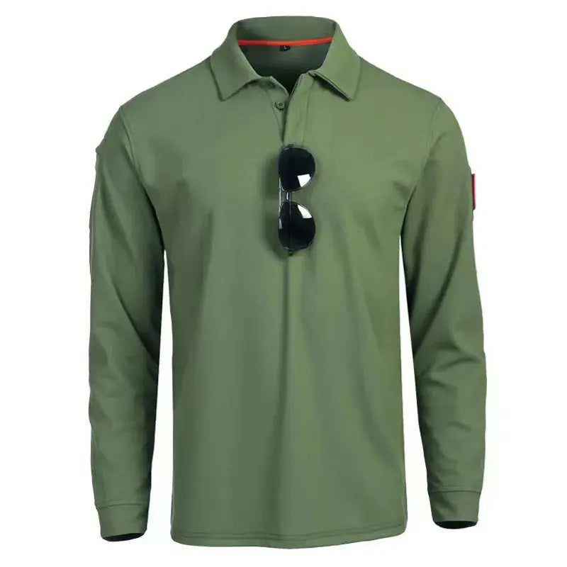Geborduurd Tactisch Poloshirt Met Lange Mouwen Voor Heren VIQA© NEDERLANDLegergroen-4XL